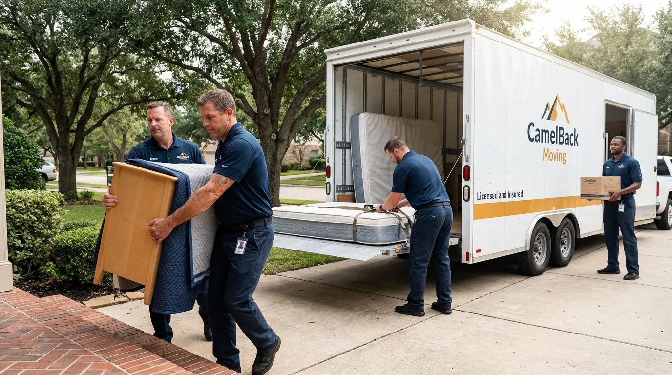 Crew loading residential truck for cross-state move from Lake Pleasant, NY