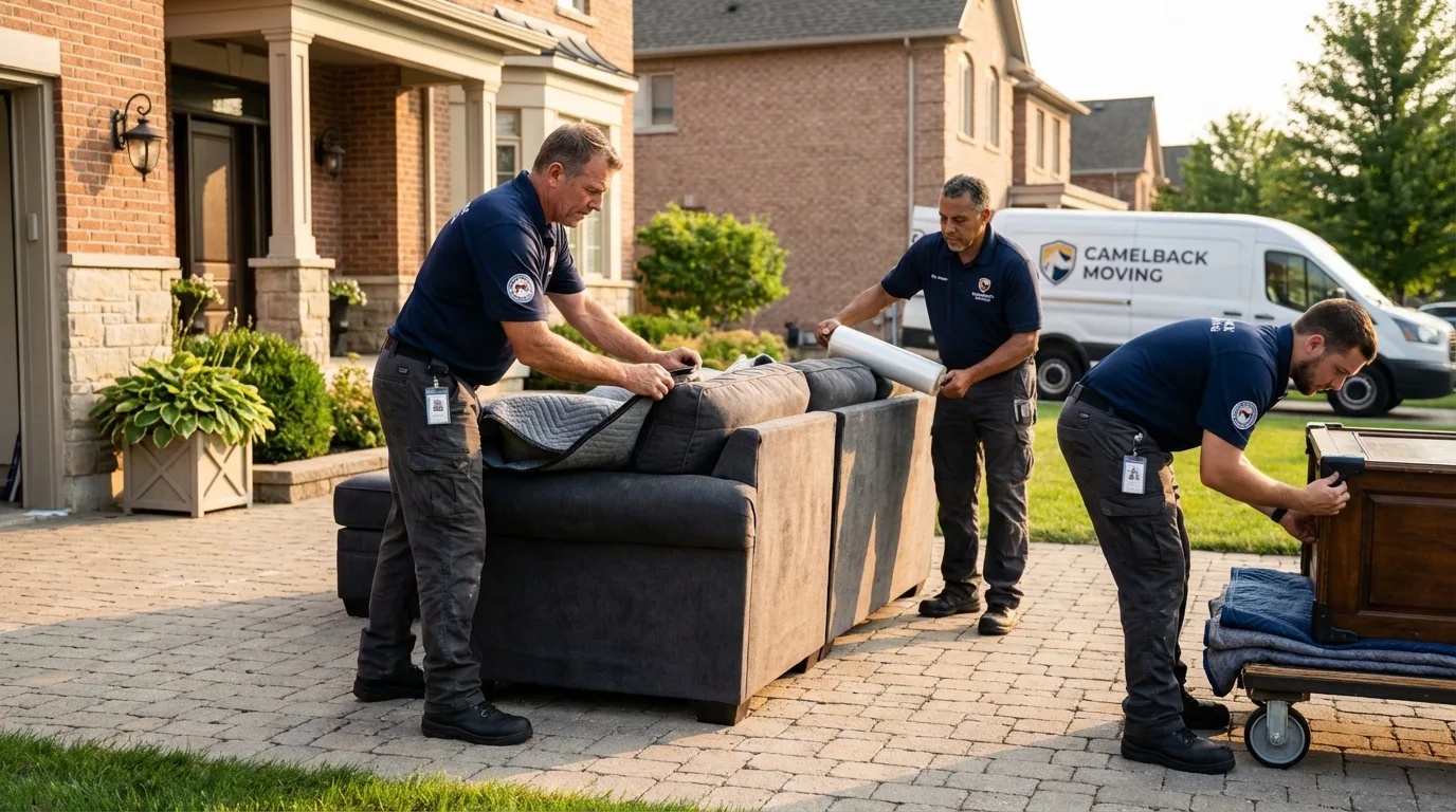 Large estate moving crew wrapping furniture in Lake Pleasant, NY