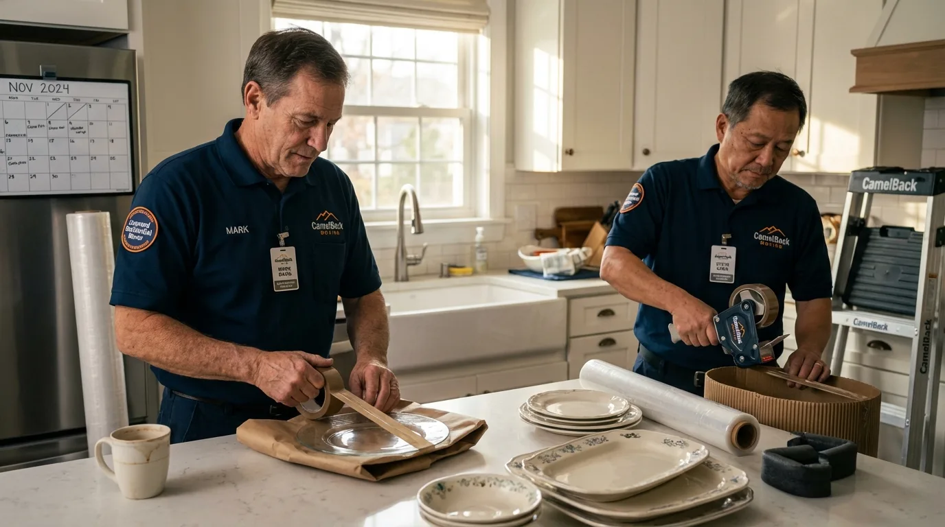 Professional crew packing kitchen dishware in Lake Pleasant, NY